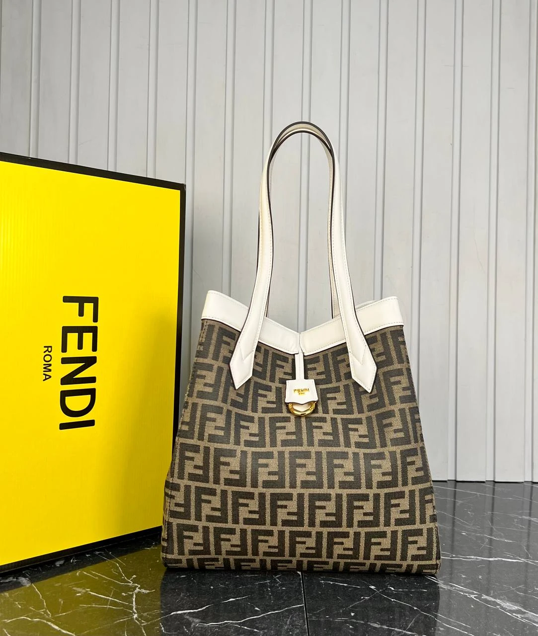 Origami  L Jacquard FF Bag - White的图片