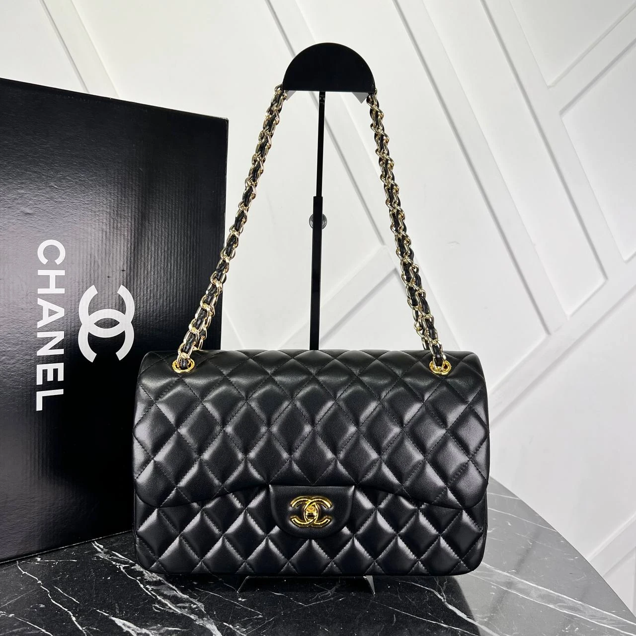 3.55 Cappitone Large Size Double Flap Bag  - Gold Hardware的图片