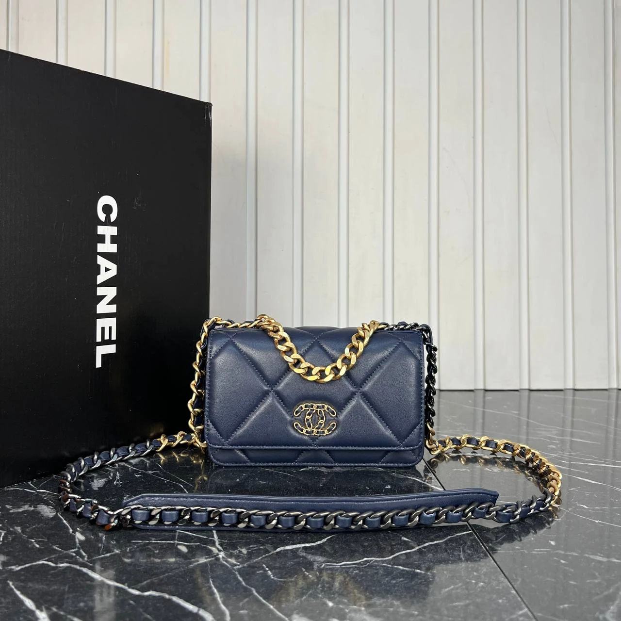 Picture of 19 WOC Leather Bag - Navy Blue