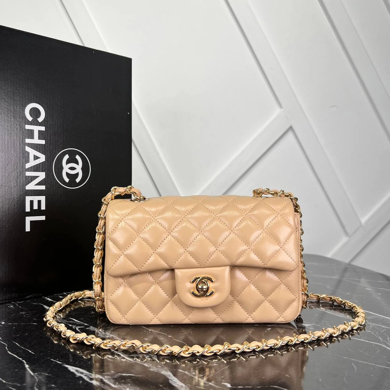 1.55 Cappitone Mini Flap Bag  - Beige的图片