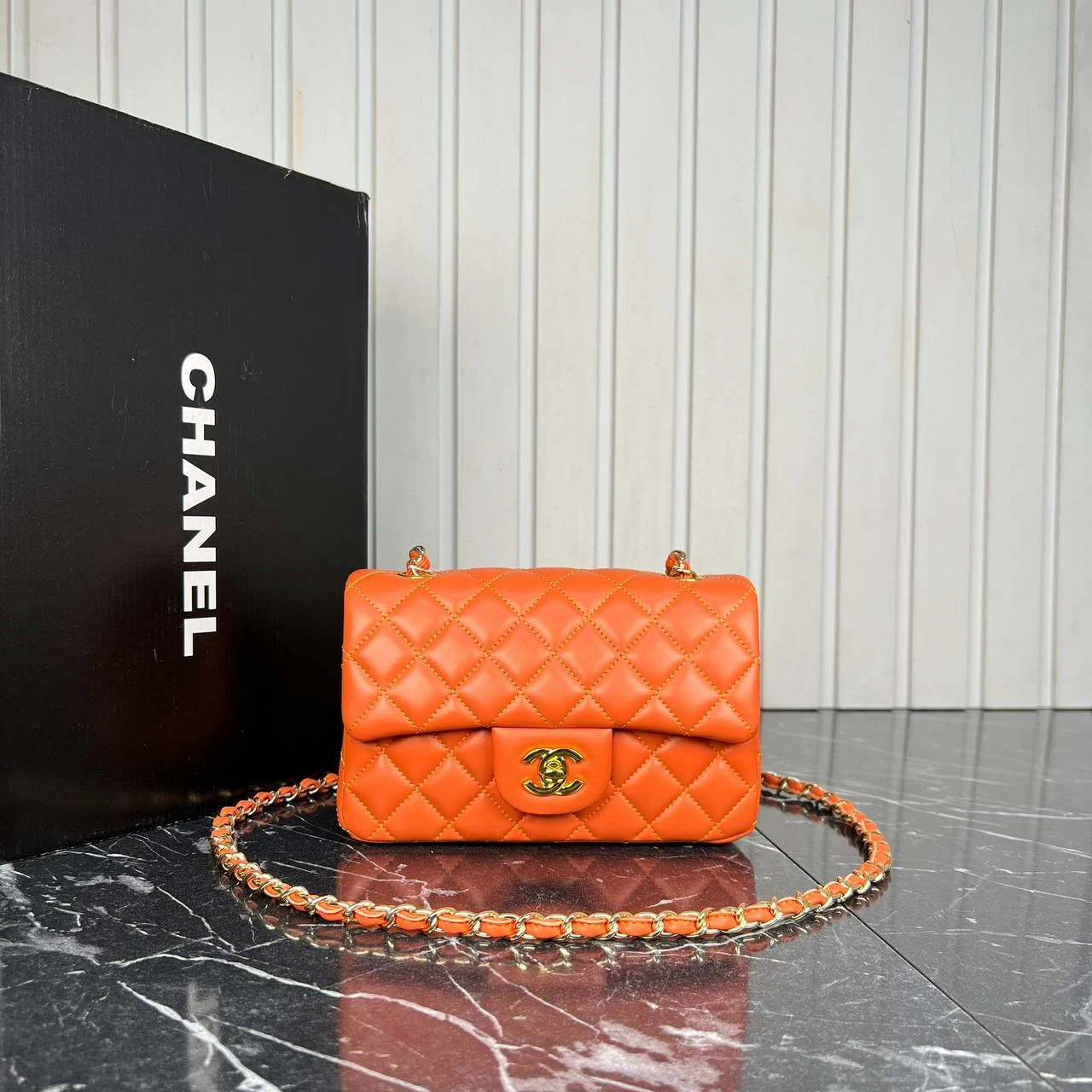 Picture of 1.55 Cappitone Mini Flap Bag  - Orange