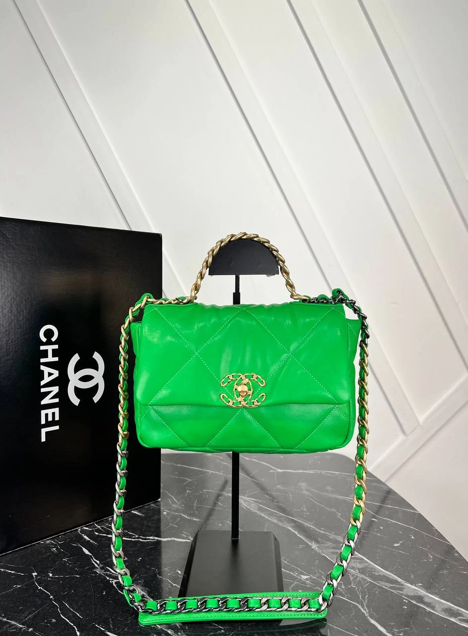 19 Genuine Leather Flap Bag  - Green的图片