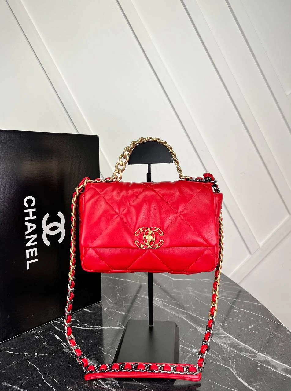 19 Genuine Leather Flap Bag  - Red的图片