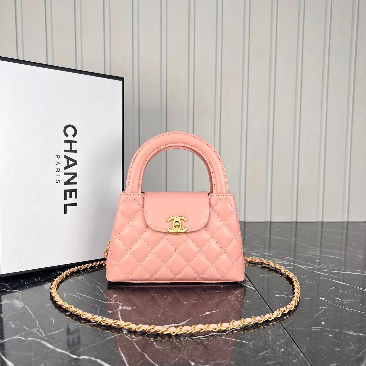 Shiny Aged Crumpled Gold-Tone Metal Bag - Rose的图片