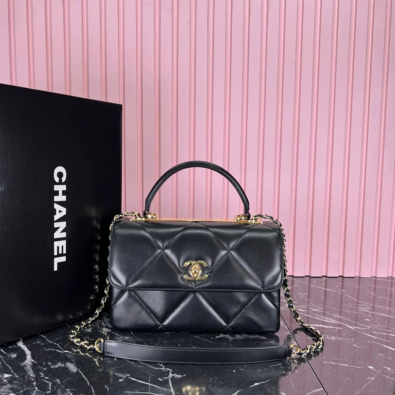 Coco Leather Bag - Black的图片