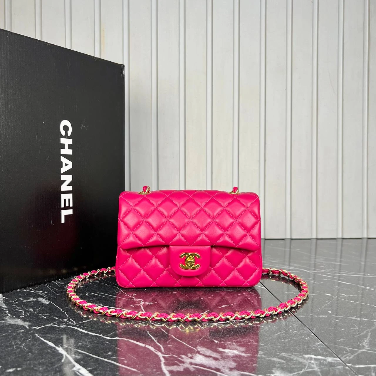 Picture of 1.55 Cappitone Mini Flap Bag  - Pink