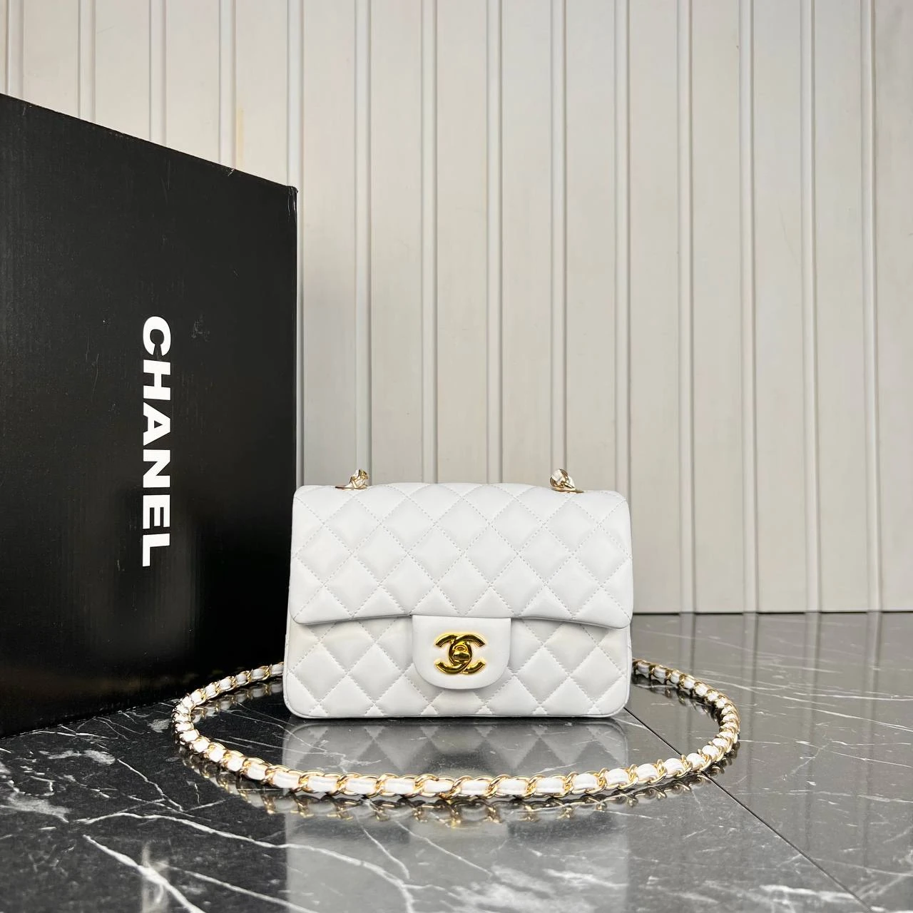 Picture of 1.55 Cappitone Mini Flap Bag  - White