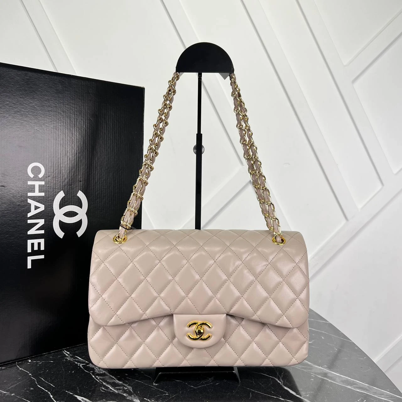 Picture of 3.55 Cappitone Large Size Double Flap Bag  - Gray