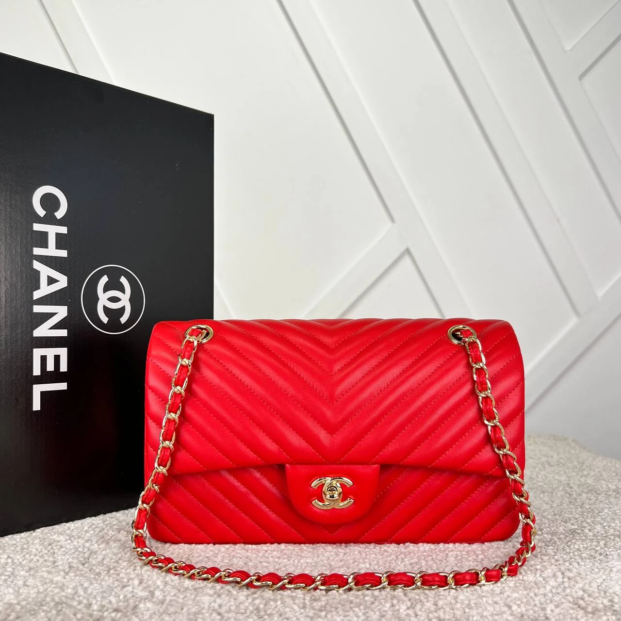 2.55 Chevron Classic Flap Bag  - Red的图片